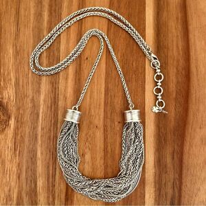 Lucky Brand | Silver Tone Multi Chain Pendant Necklace | 34” Adjustable